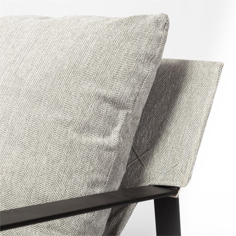 Mercana Guilia I Fabric Lounge Chair with Black Metal Base in Frost Gray
