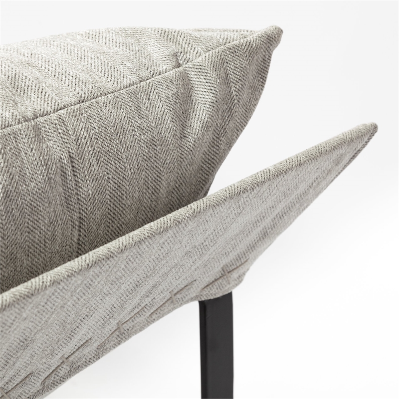 Mercana Guilia I Fabric Lounge Chair with Black Metal Base in Frost Gray