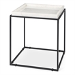 Mercana Nathan II Square Top White Marble and Black Metal End/Side Table