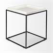 Mercana Nathan II Square Top White Marble and Black Metal End/Side Table