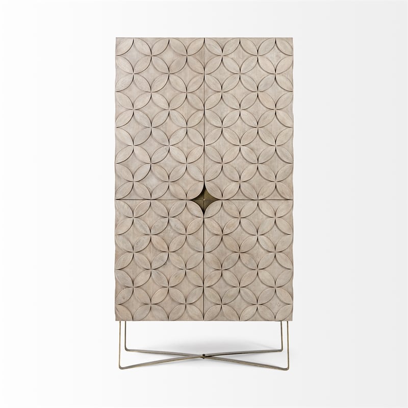 Mercana Excelsior II Iron Base Storage Cabinet in Light Brown