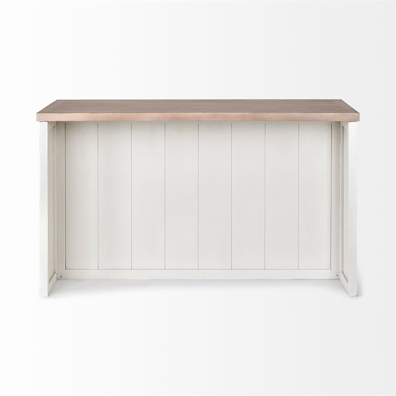 Mercana Fairview II Solid Wood Kitchen Island in White and Brown