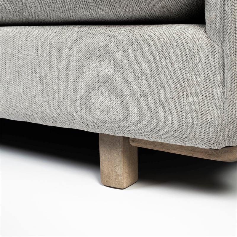 Mercana Roy II Frost Fabric Wood Frame Arm Chair in Gray and Brown