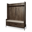 Mercana Glenn V Wood Seated Hall Tree with Storage in Brown
