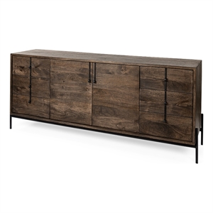 Mercana Glenn VI Brown Wood Frame w/Black Metal Accent 6 Drawer 2 Cabinet Sideboard