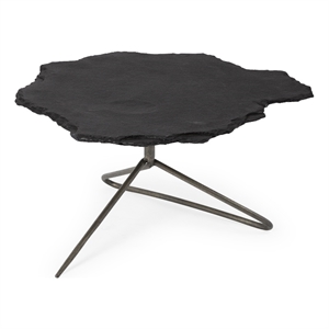 Mercana Pinera I Modern Metal Base Coffee Table in Black Slate