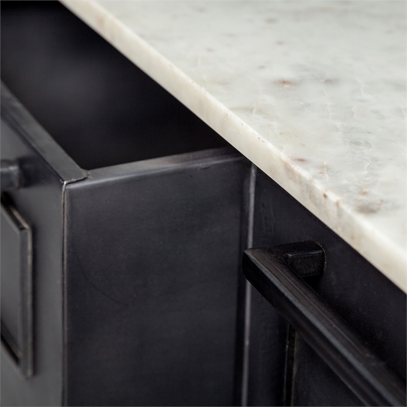 Mercana Fieri 4 Drawer Kitchen Island in Black and White