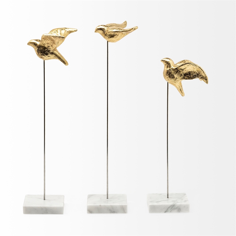 Mercana Aya (Set of 3) 11L x 4W Gold Metal Decorative Bird Sculpture