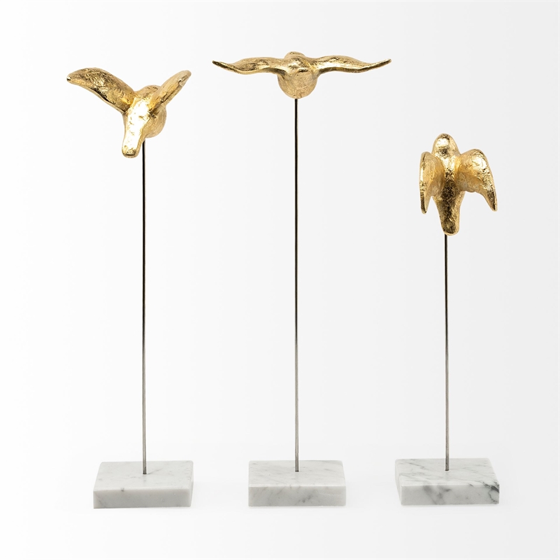 Mercana Aya (Set of 3) 11L x 4W Gold Metal Decorative Bird Sculpture