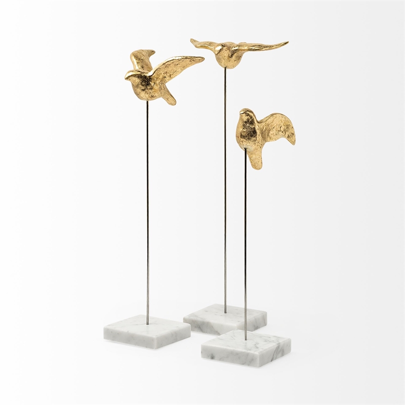 Mercana Aya (Set of 3) 11L x 4W Gold Metal Decorative Bird Sculpture