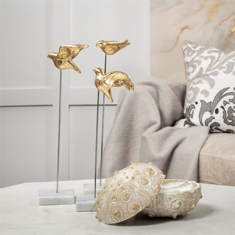 Mercana Aya (Set of 3) 11L x 4W Gold Metal Decorative Bird Sculpture