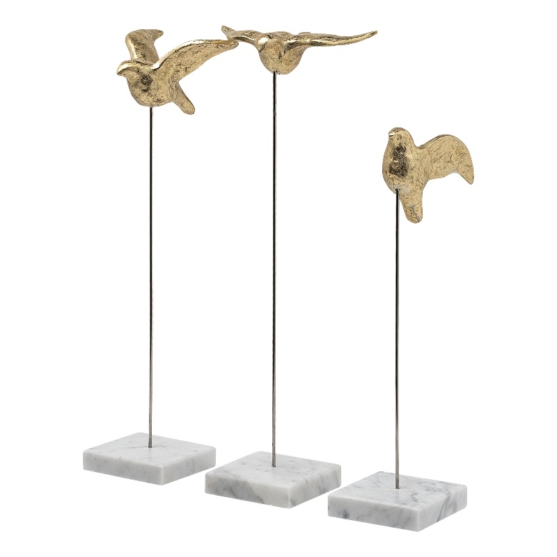 Mercana Aya (Set of 3) 11L x 4W Gold Metal Decorative Bird Sculpture