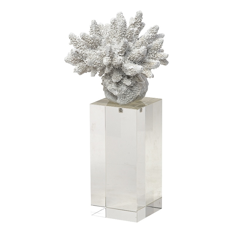 Mercana Isla (Large) 5L x 5W White Replica Resin Coral On Clear White Glass