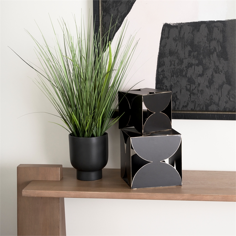 Mercana Darren (Large) 8L x 8W Black Metal Decorative Cube