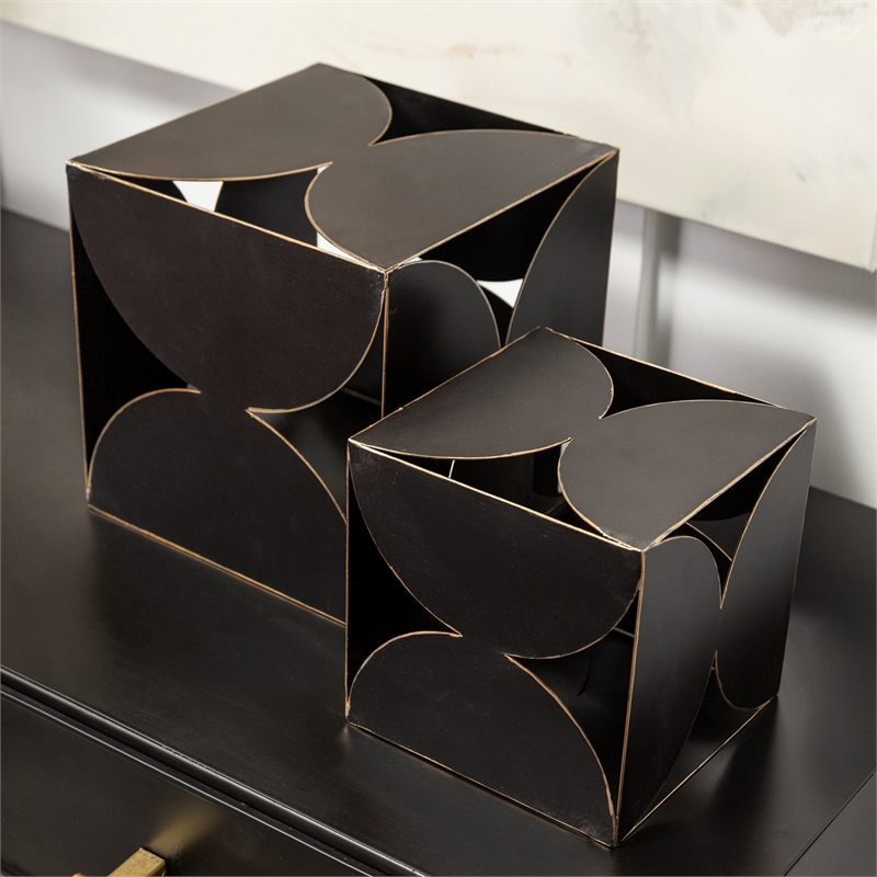 Mercana Darren (Small) 6L x 6W Black Metal Decorative Cube