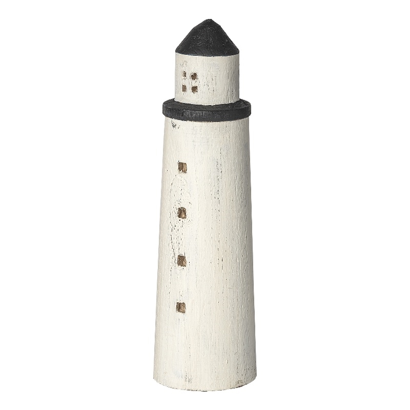 Abner (Large) 4L x 4W White Wooden Coastal Lighthouse
