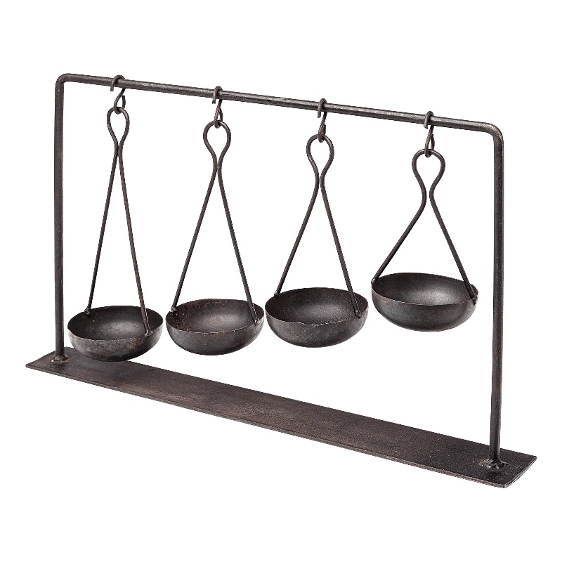Mercana Enos 19L x 3W Black Metal 4 Bowl Ancient Spice Market Decorative Display