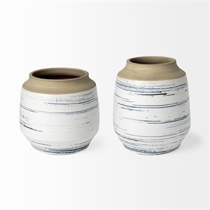 Mercana Sonnett Short White/Blue Ceramic Decorative Vase