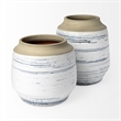 Mercana Sonnett Short White/Blue Ceramic Decorative Vase