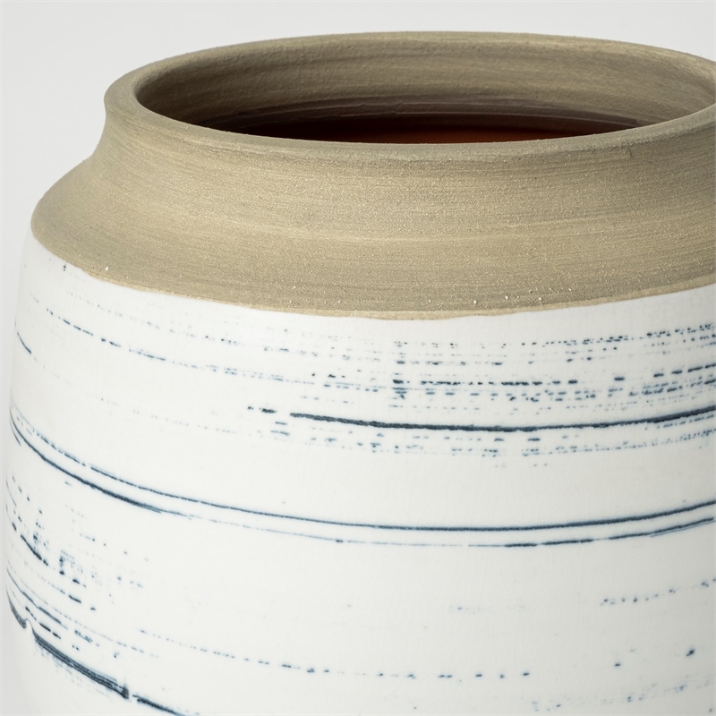 Mercana Sonnett Tall Ceramic Decorative Vase in White and Blue