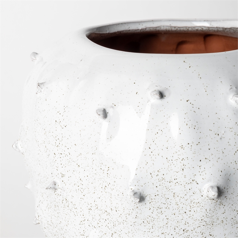 Mercana Julian Small Glossy White Ceramic Decorative Spoked Vase