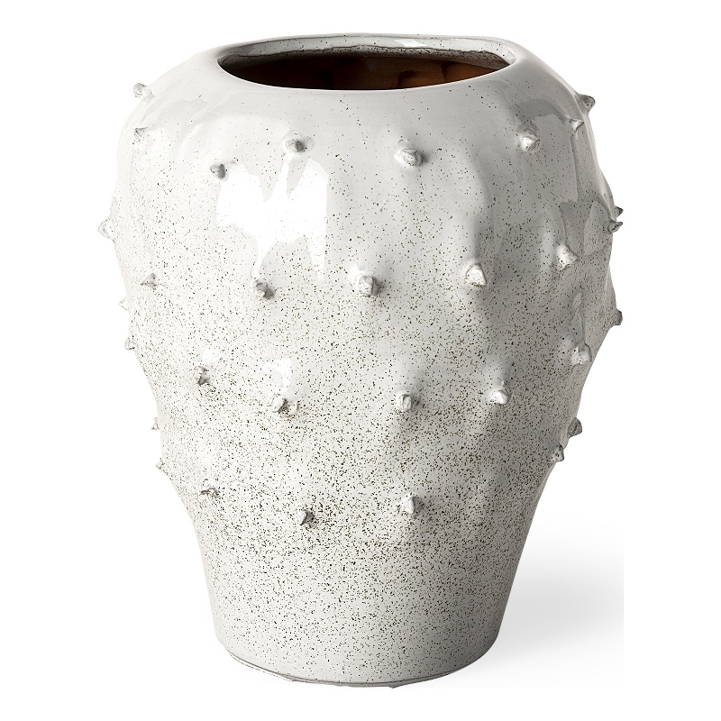 Mercana Julian Small Glossy White Ceramic Decorative Spoked Vase