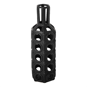 Mercana Brunel Large Black Drum-Shaped Ceramic Decorative Vase
