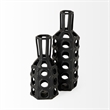 Mercana Brunel Large Black Drum-Shaped Ceramic Decorative Vase