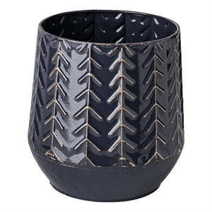 Mercana Gemma I Ceramic Glossy Dark Blue Chevron Decorative Vase