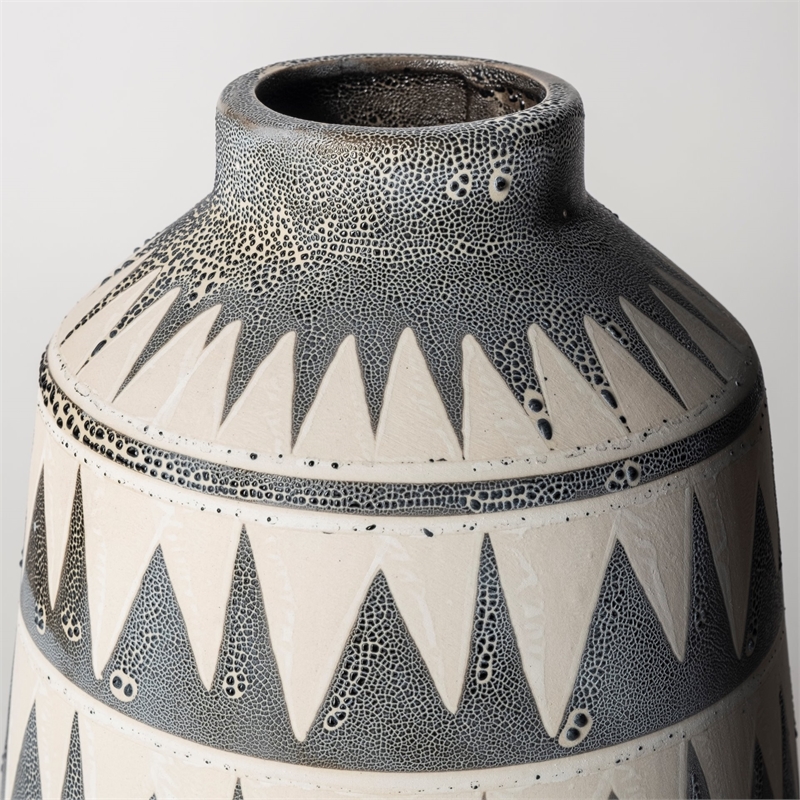 Mercana Delaney Large Cream/Gray Patterned Ceramic Decorative Vase