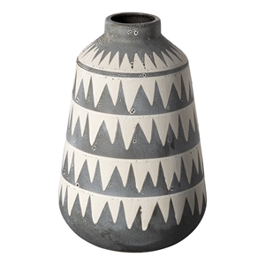 Mercana Delaney Large Cream/Gray Patterned Ceramic Decorative Vase