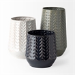 Mercana Gemma II Ceramic Glossy White Chevron Decorative Vase
