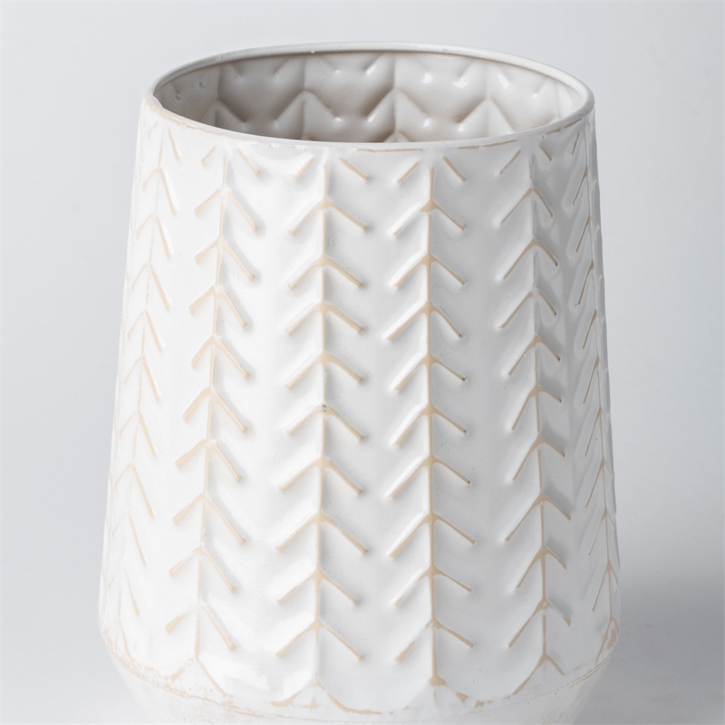 Mercana Gemma II Ceramic Glossy White Chevron Decorative Vase