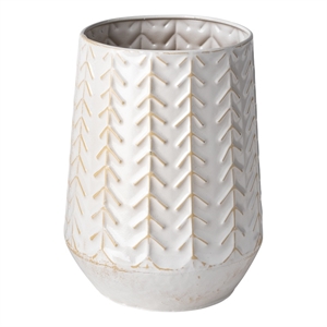 Mercana Gemma II Ceramic Glossy White Chevron Decorative Vase