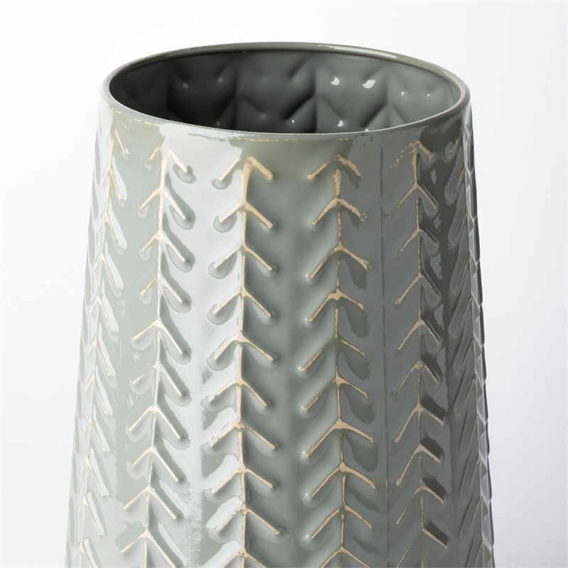 Mercana Gemma III Ceramic Glossy Green/Gray Chevron Vase