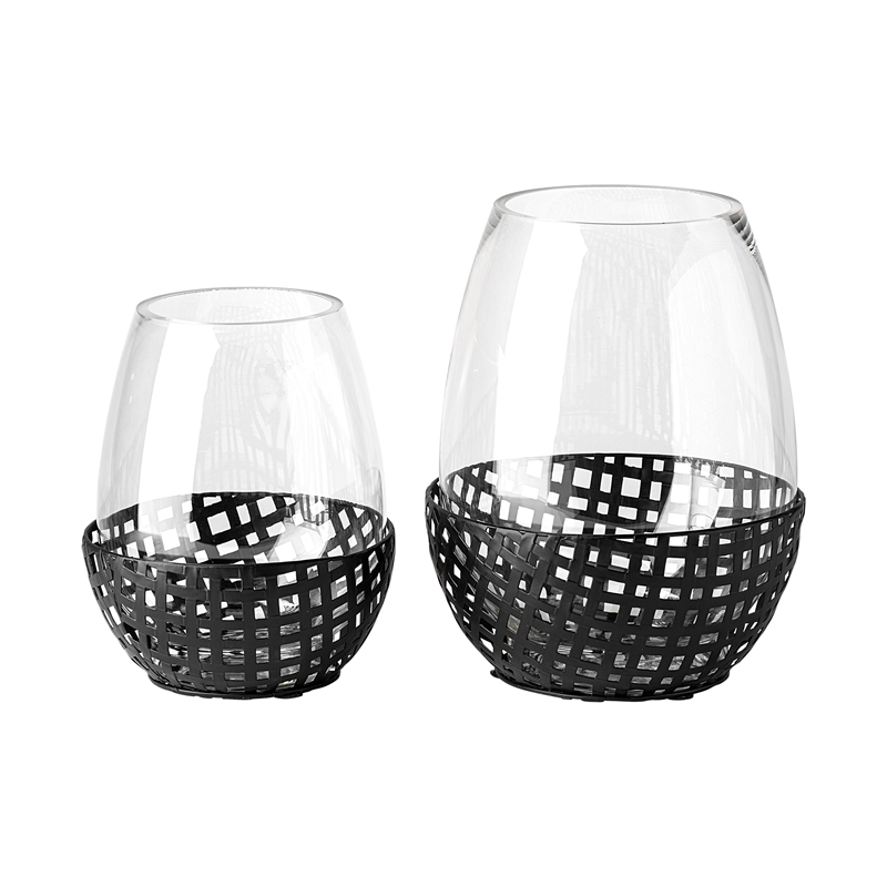 Reena I Small Black Woven Metal Base Table Candle Holder