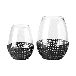 Reena I Small Black Woven Metal Base Table Candle Holder