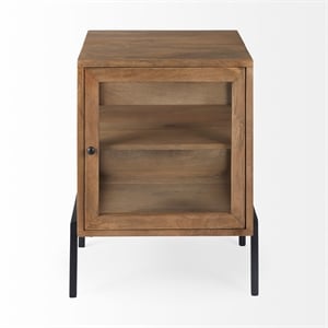 Mercana Arelius Light Brown Wood W/ Black Metal Frame End/Side Table