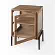 Mercana Arelius Light Brown Wood W/ Black Metal Frame End/Side Table