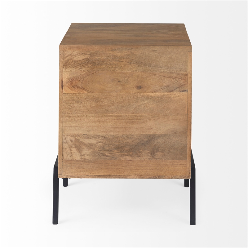 Mercana Arelius Light Brown Wood W/ Black Metal Frame End/Side Table