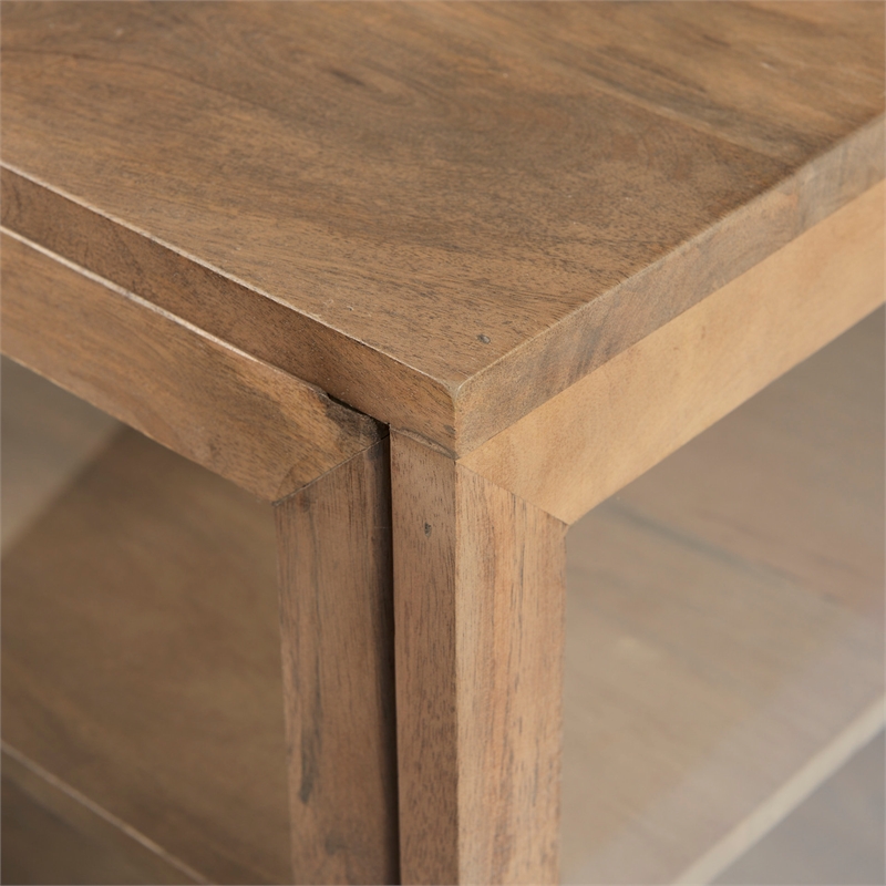 Mercana Arelius Light Brown Wood W/ Black Metal Frame End/Side Table