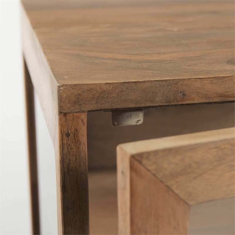 Mercana Arelius Light Brown Wood W/ Black Metal Frame End/Side Table
