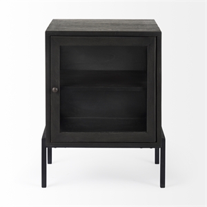 Mercana Arelius Dark Brown Wood W/ Black Metal Frame End/Side Table