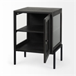 Mercana Arelius Dark Brown Wood W/ Black Metal Frame End/Side Table