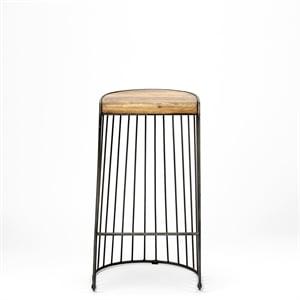Seagram 30.5&quot Seat Height Brown Seat Black Metal Frame Stool
