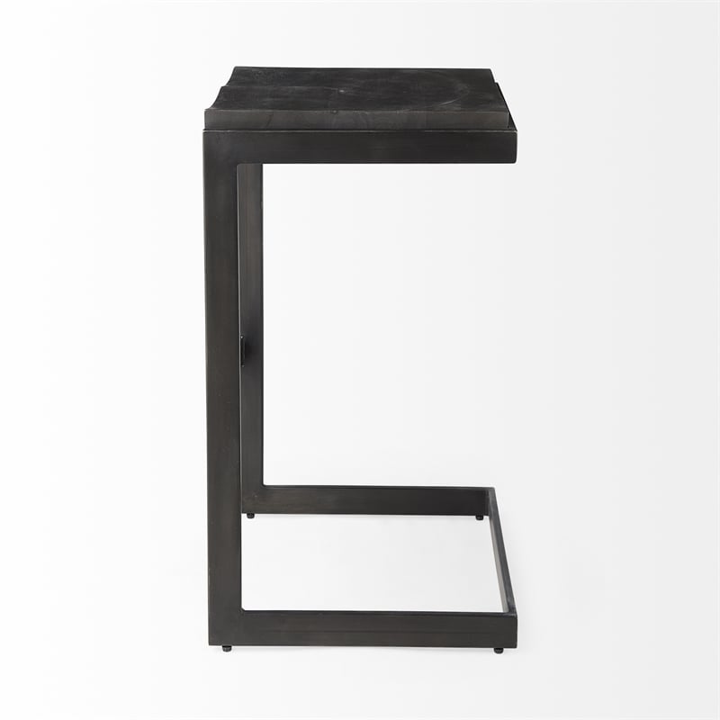 Kiran 18L x 17W x 30H Black Wood w/Brushed Metal Frame Bar Stool