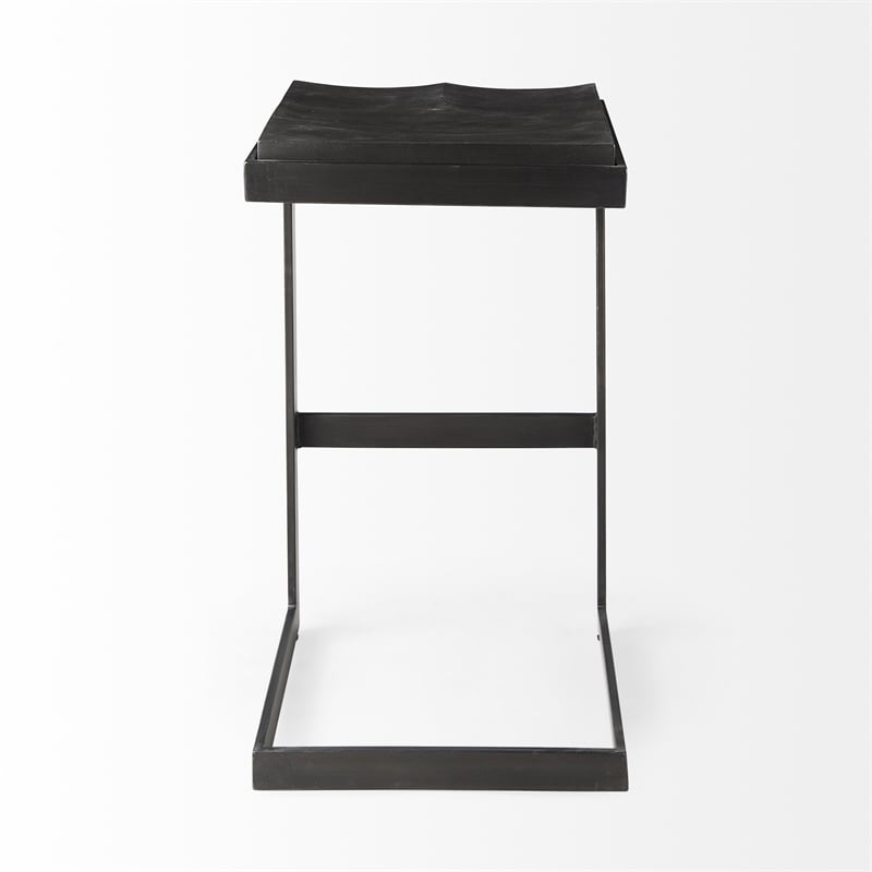 Kiran 18L x 17W x 30H Black Wood w/Brushed Metal Frame Bar Stool