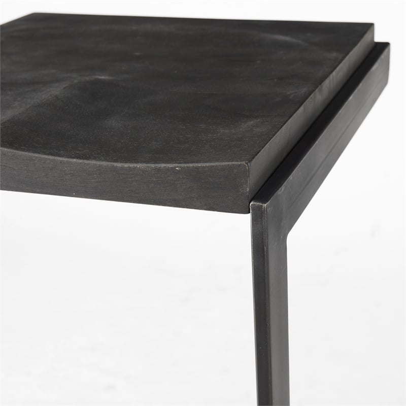 Kiran 18L x 17W x 30H Black Wood w/Brushed Metal Frame Bar Stool