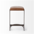 Tyson 17L x 18W x 28H Medium Brown Leather W/Gun Metal Gray Base Stool