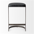 Tyson 17L x 18W x 28H Black Leather W/Gun Metal Gray Metal Base Stool